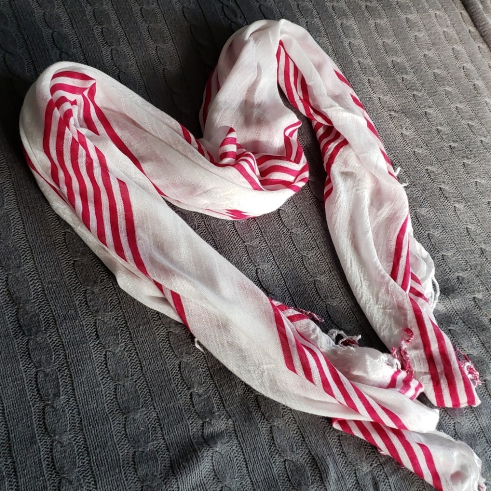 Pink stripped scarf